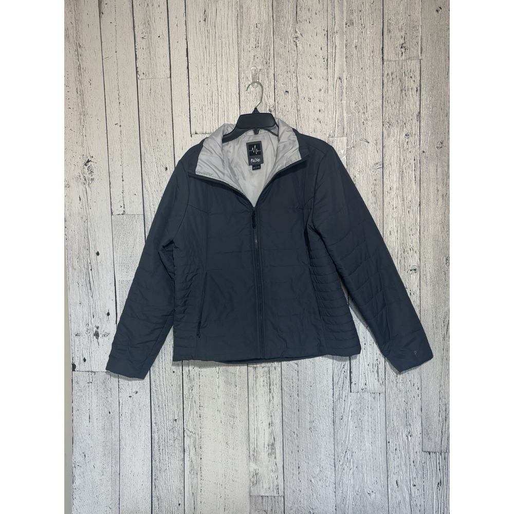 Pulse Women's Blue Jacket Size Large Full Zip Pockets Insulated Lined Winter